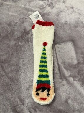 Old Navy Fuzzy Holiday Socks - Cream, Red & Green